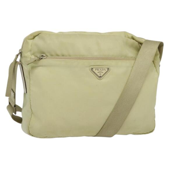 PRADA Shoulder Bag Nylon Beige Silver - Picture 1 of 12
